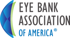 The blue and green logo of the Eye Bank Association of America being used as a button to the group's website