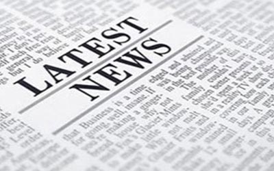 Clipart-style image of a newspaper focused on a headline reading: Latest News.